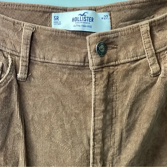 Hollister corduroy flare pants size 5R W27 Ultra High Rise dark brown - Picture 5 of 7